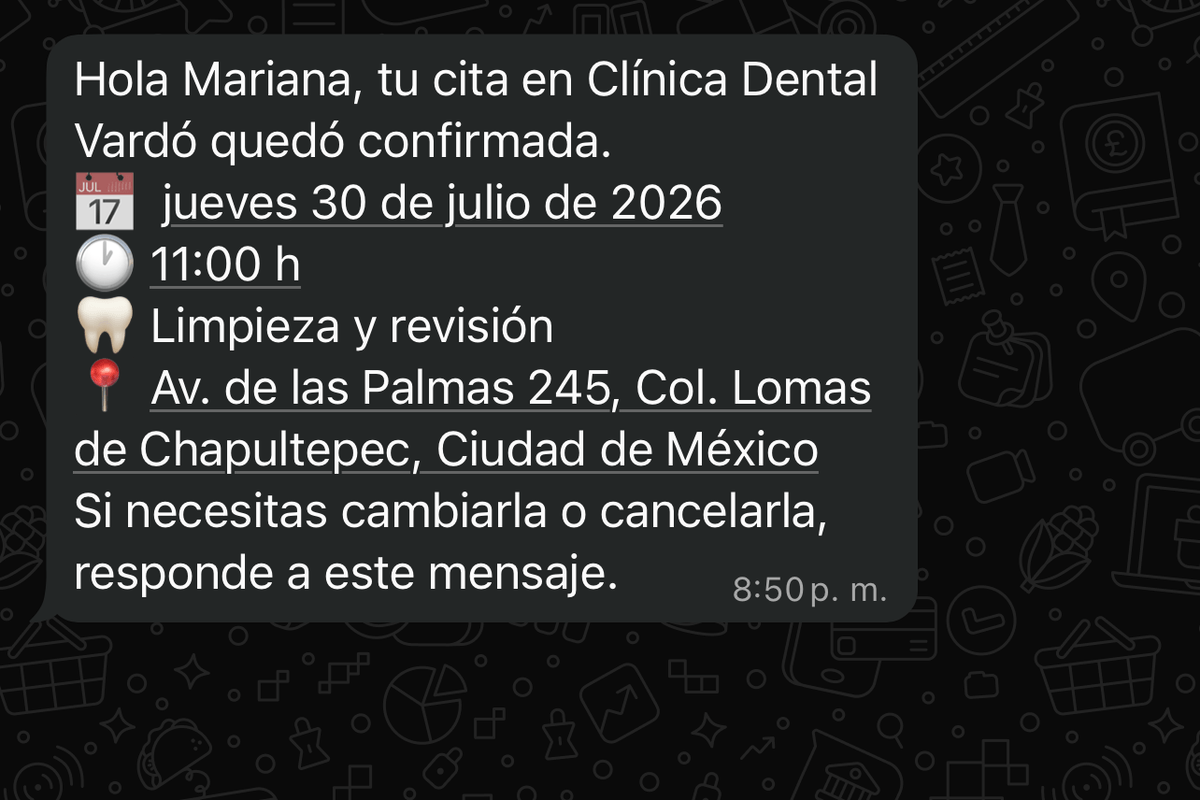 Le llega la confirmación por WhatsApp